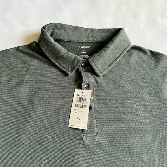 Haggar Men’s Polo Shirt XL Moss Green Cotton Blend NWT Casual Golf Style - Picture 2 of 7